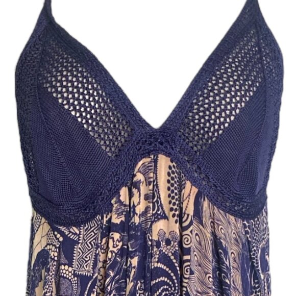 Jean Paul Gaultier Maille Femme Dress Crochet Tattoo Dress Size L Blue White JPG - Picture 3 of 14